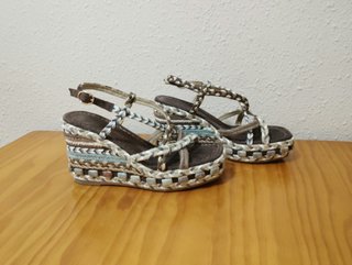 Sandalias Marrones Azules Cuña Alma en Pena