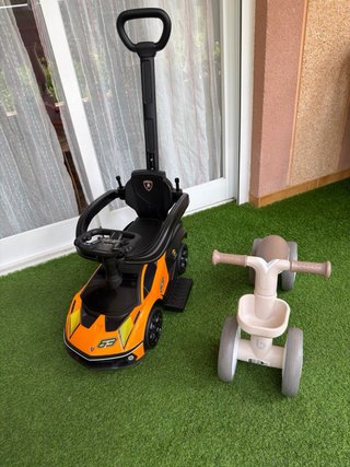 Pack 4 Juguetes: Coche, Moto, Bici y Andador