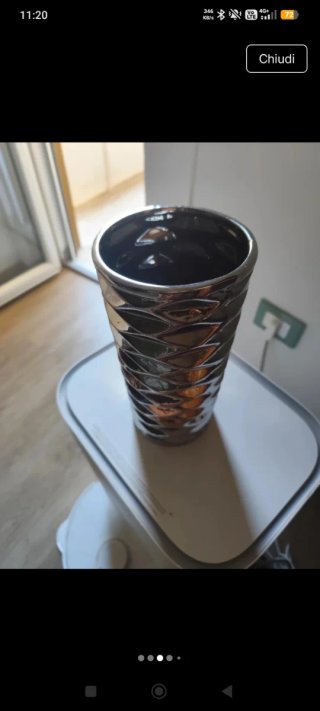 Vaso moderno La Bolata in gres argento 24x10 cm