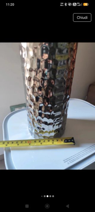 Vaso moderno La Bolata in gres argento 24x10 cm