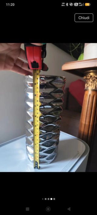 Vaso moderno La Bolata in gres argento 24x10 cm