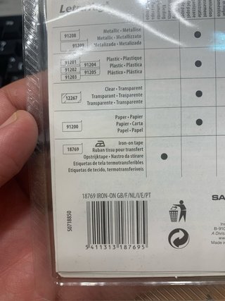 Nastro Dymo LetraTag 18769 Iron-On Bianco