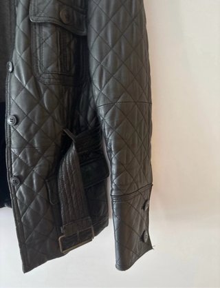 Cazadora Piel Negra guateada