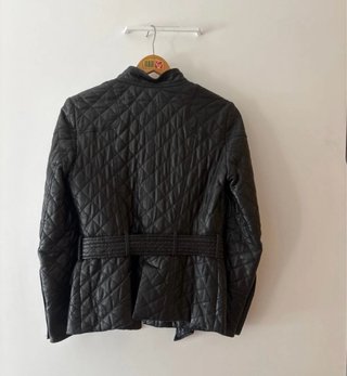 Cazadora Piel Negra guateada