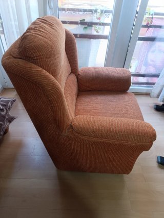 Divano singolo vintage arancione con fodera