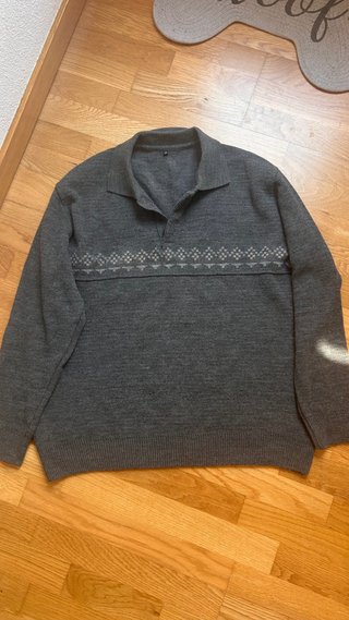 Jersey gris cuello polo talla XXL
