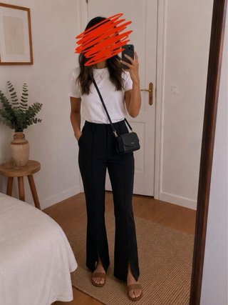 Pantalón Zara Negro Talla XS con Aberturas