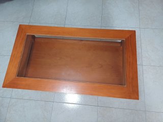 Mesa de centro madera y cristal elevable