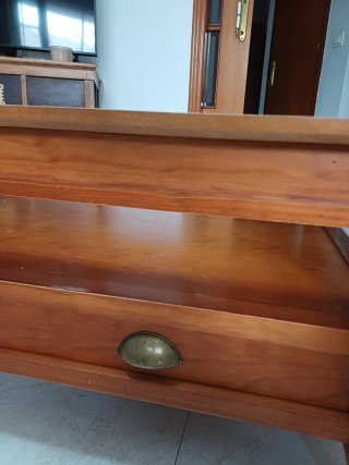 Mesa de centro madera y cristal elevable