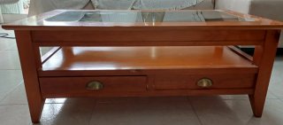 Mesa de centro madera y cristal elevable