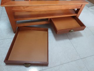 Mesa de centro madera y cristal elevable