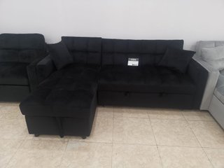 Sofá Chaise Longue Negro Terciopelo