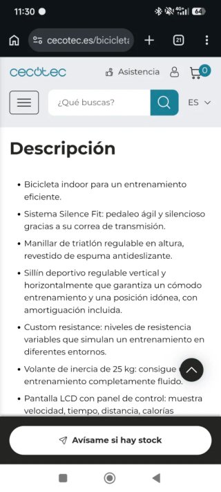 Bicicleta Indoor Cecotec Extreme 25