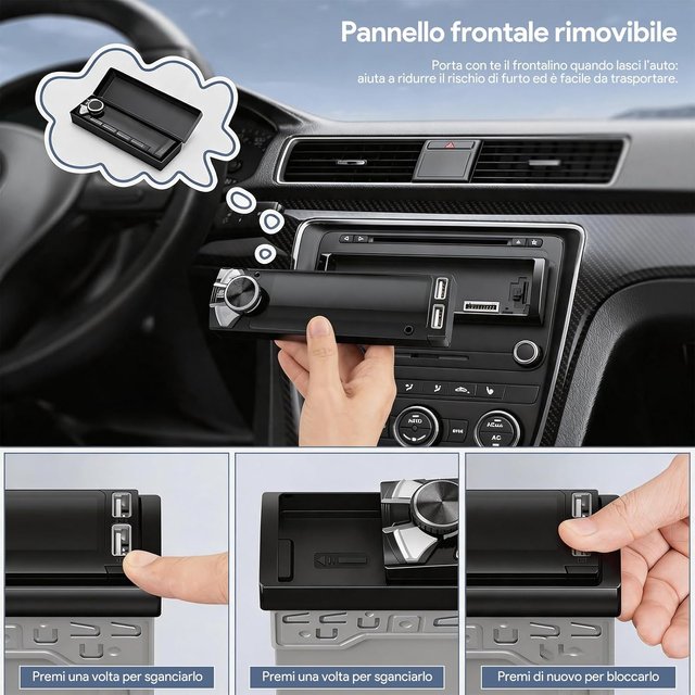 NUEVO - Radio Coche Bluetooth Panel Extraíble