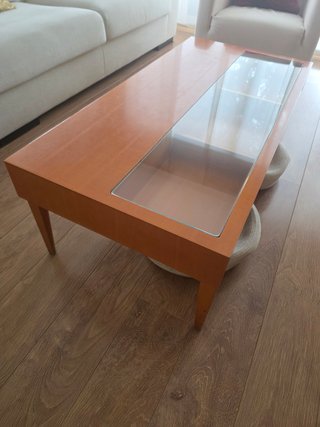 Mueble TV madera con ruedas y cajón