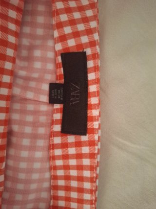 Falda pantalón cuadros naranja y blanco