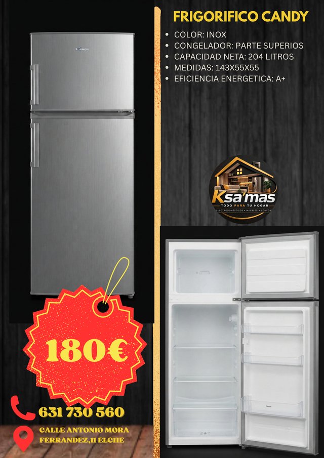 Frigorífico Candy Inox 204L