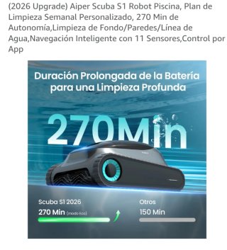 Robot Limpiador Piscina Aiper Scuba S1 Gris