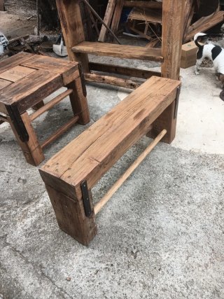 Mesa y bancos madera roble siglo XVII