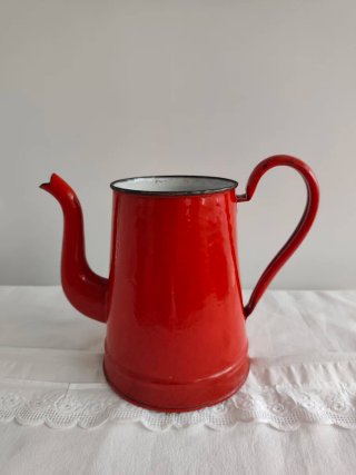 Cafetera Roja Vintage + Atril Frutas Hierro