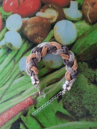 Bracciale donna maglia intrecciata oro e argento