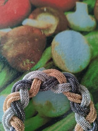 Bracciale donna maglia intrecciata oro e argento