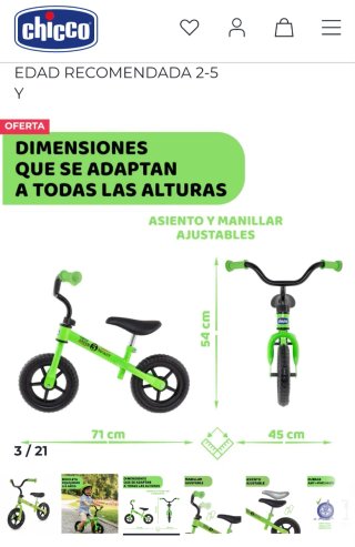 Bicicleta de equilibrio Chicco - verde infantil