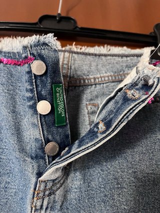 Gonna di jeans Benetton vintage Y2K con ricamo