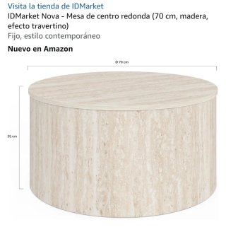 Mesa de centro IDMarket Nova efecto travertino