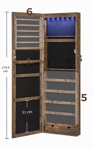 Joyero de pared con espejo y luces LED