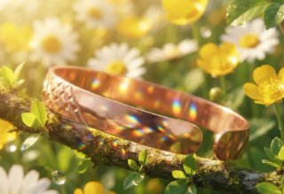 Pulsera cobre con diseño lineal