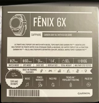 Garmin Fenix 6X Sapphire. Carbon Gray with DLC