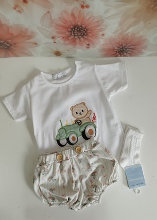 Set maglietta e tutina con ranita per bambino con trattore