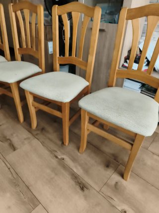Conjunto 4 Sillas Roble Tapizadas Beige