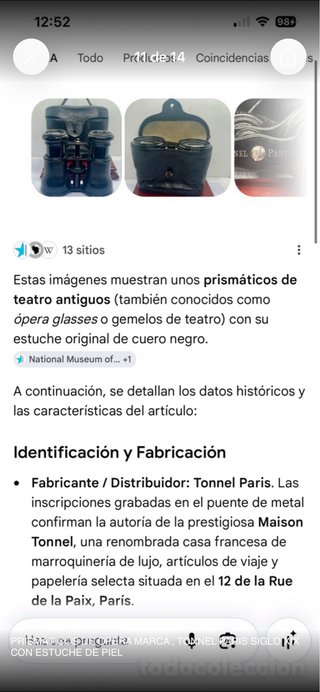 Prismáticos Ópera Tonnel Paris Siglo XIX