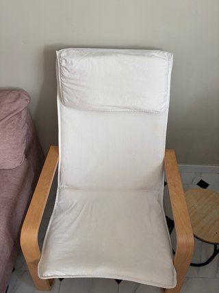 Sillón mecedora Poäng Ikea madera y blanco/beige