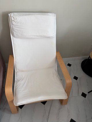 Sillón mecedora Poäng Ikea madera y blanco/beige
