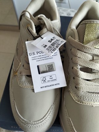 Zapatillas U.S. Polo Assn. Beige/Dorado Talla 36