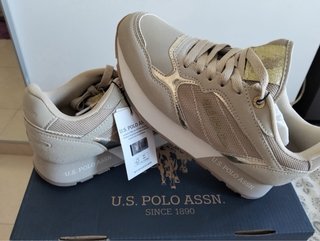 Zapatillas U.S. Polo Assn. Beige/Dorado Talla 36
