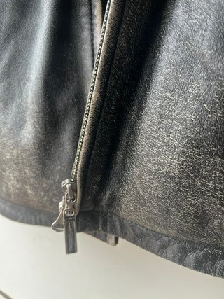 Cazadora Cuero Negra Talla 52 Marca Francesa S