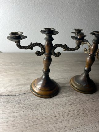 Coppia Candelabri Ottone 2 Bracci