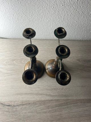 Coppia Candelabri Ottone 2 Bracci