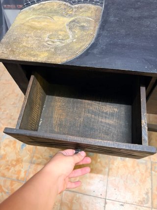 Mesita Entrada Madera Negra y Dorada