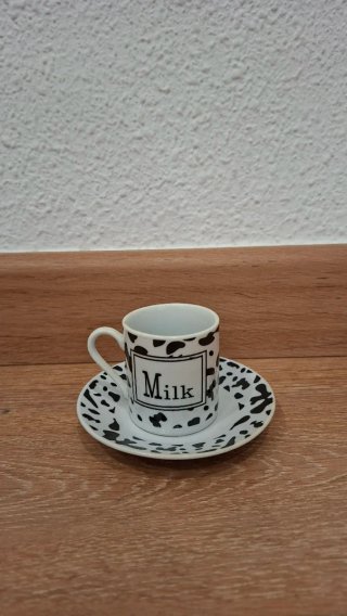 Juego 5 Tazas Café con Plato Diseño Vaca