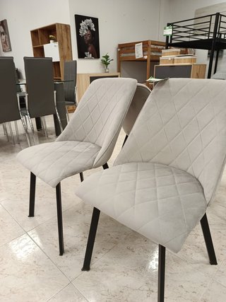 Pack 4 Sillas Terciopelo Gris Nuevas