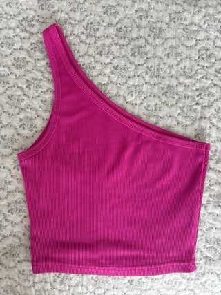 Top asimétrico rosa fucsia Shein