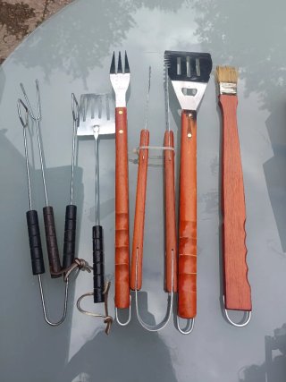 Set Attrezzi Barbecue Legno e Metallo