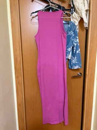 Vestido largo rosa elástico