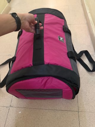 Transportín perro grande rosa y negro