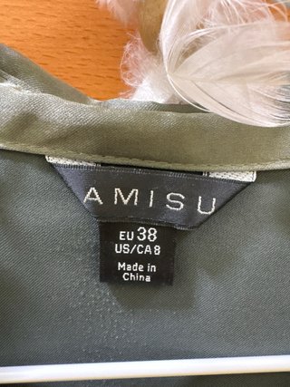 Vestido AMISU verde satinado talla S